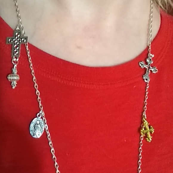 Crosses charm necklace 32" length customizable - Picture 4 of 8